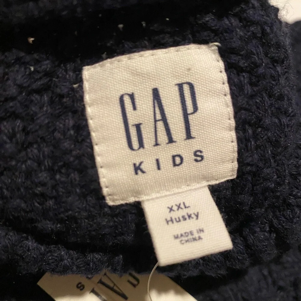 NWT GAP Boys Navy‎ Blue Fisherman Knit Cable Knit Crewneck Sweater Winter Warm